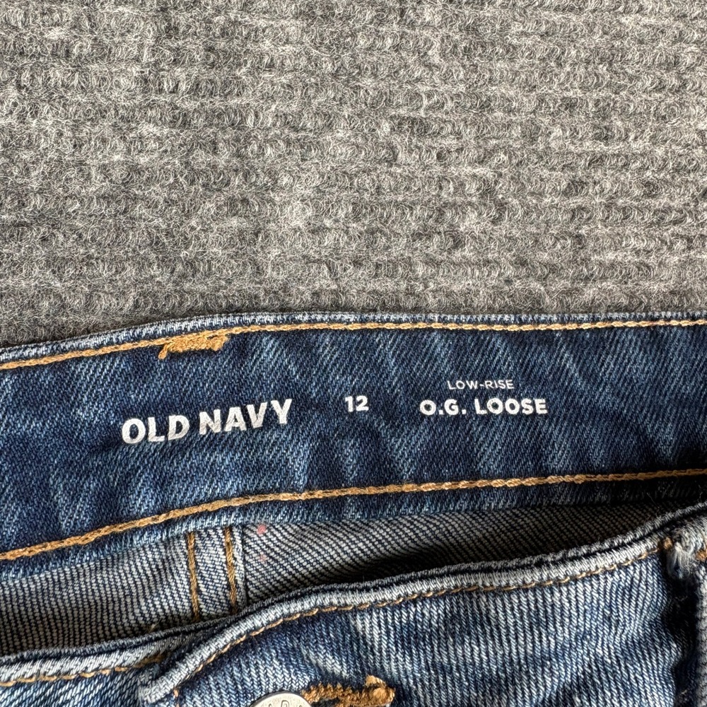 Old Navy OG Loose Low Rise Wide Leg Jeans Blue Medium Wash Womens Size 12 - Picture 2 of 7